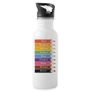 Bunte Stifte - Trinkflasche mit integriertem Trinkhalm - Weiß - Rechts