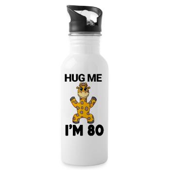 80 birthday - 80 years - hug - Water bottle with straw - white - Right