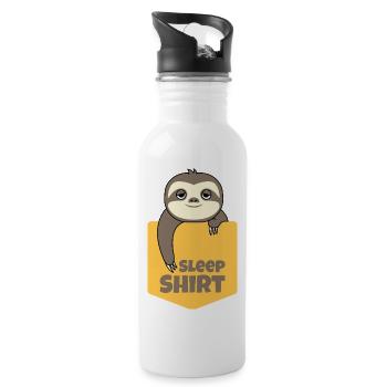 Sleep Schlaf Shirt Faultier Tasche Geschenk Idee - Trinkflasche mit integriertem Trinkhalm - Weiß - Rechts