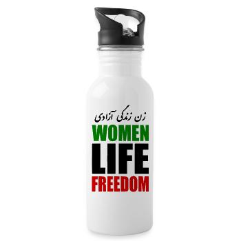 Women life freedom iran - Gourde avec paille intégrée - blanc - Droite