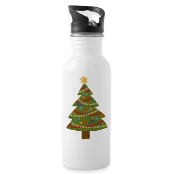 Christmas tree Christmas tree Christmas gift idea - Water bottle with straw - white - Right