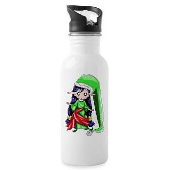Weihnachtself - Trinkflasche mit integriertem Trinkhalm - Weiß - Rechts