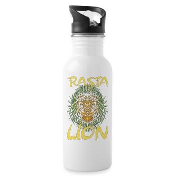 Rasta Lion Rastafari Gift - Water bottle with straw - white - Right