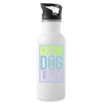 crazy dog lady Zitat - Trinkflasche mit integriertem Trinkhalm - Weiß - Rechts