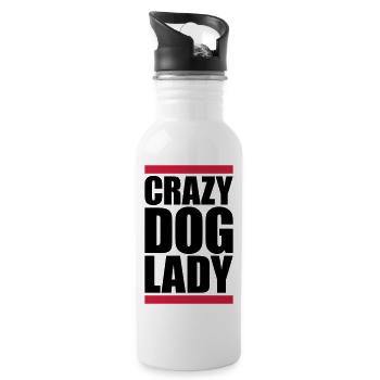 crazy dog lady quote - Water bottle with straw - white - Right