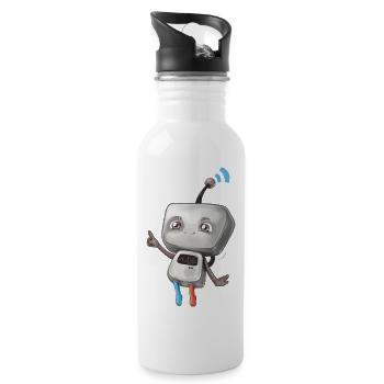 Kleiner Roboter - Trinkflasche mit integriertem Trinkhalm - Weiß - Rechts