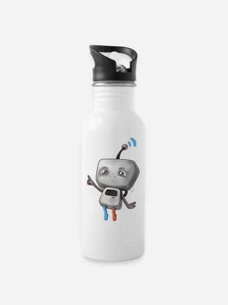 Petit robot - Gourde avec paille intégrée - blanc