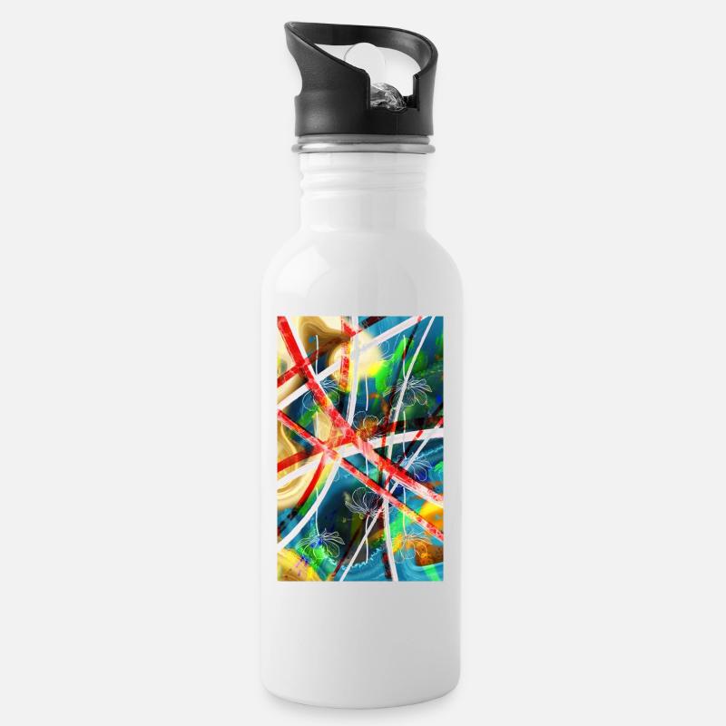 abstrait - Gourde avec paille intégrée - blanc