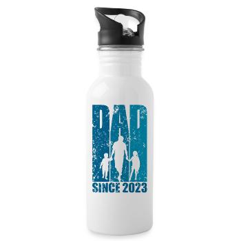 DAD SINCE 2023 PAPA 2 KINDER - Trinkflasche mit integriertem Trinkhalm - Weiß - Rechts