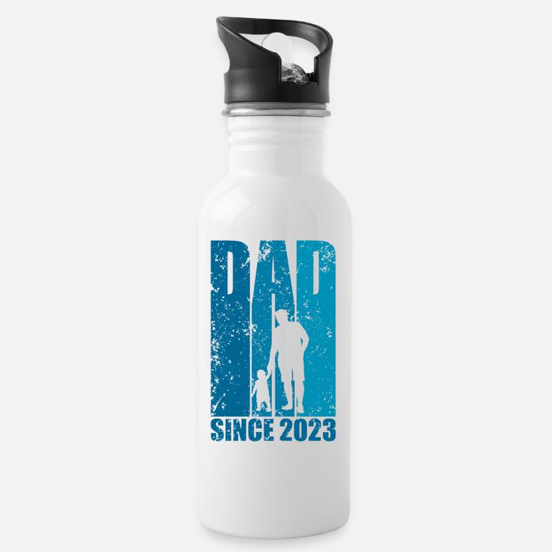 DAD SINCE 2023 DAD-TO-BE - Water bottle with straw - white