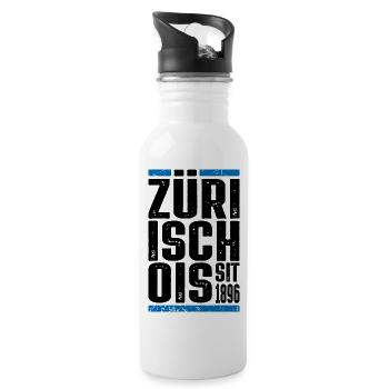 Züri isch öis - Trinkflasche mit integriertem Trinkhalm - Weiß - Rechts