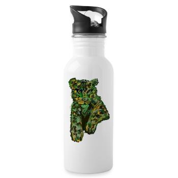 Leopard mal anders - Trinkflasche mit integriertem Trinkhalm - Weiß - Rechts