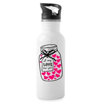 Einmachglas voll Liebe - Trinkflasche mit integriertem Trinkhalm - Weiß - Rechts
