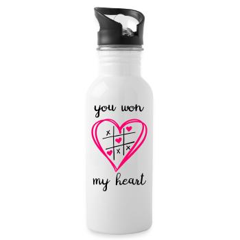 you won my heart - Trinkflasche mit integriertem Trinkhalm - Weiß - Rechts