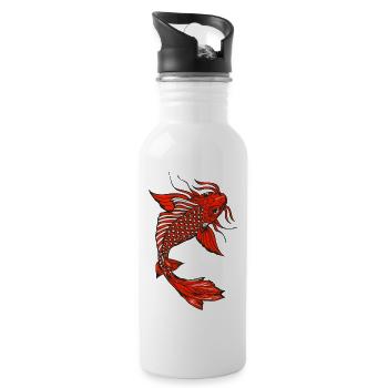 Japanese koi carp fish drawing 1403 A - Water bottle with straw - white - Right