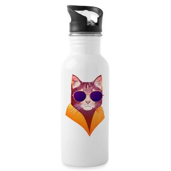 Chat Chat Chat Propriétaire Chaton Chat Domestique - Gourde avec paille intégrée - blanc - Droite