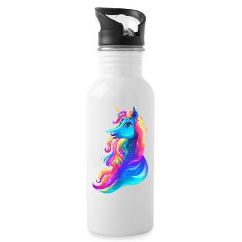 Unicorn Girl Unicorn Mythical Animal Unicorns - Water bottle with straw - white - Right