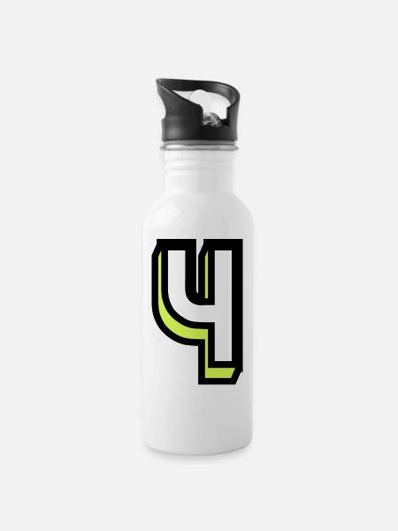 4 JAHRE,4. GEBURTSTAG,4 JAHRE JUBILÄUM - Trinkflasche mit integriertem Trinkhalm - Weiß