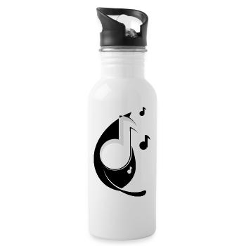 Blatt Noten - Trinkflasche mit integriertem Trinkhalm - Weiß - Rechts