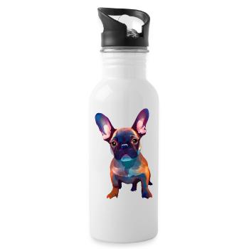 Bulldog dog dog owner dogs dog owner - Water bottle with straw - white - Right