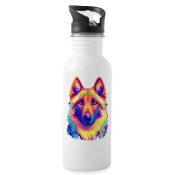 dogs dog dog dog owner german shepherd dog owner - Water bottle with straw - white - Right