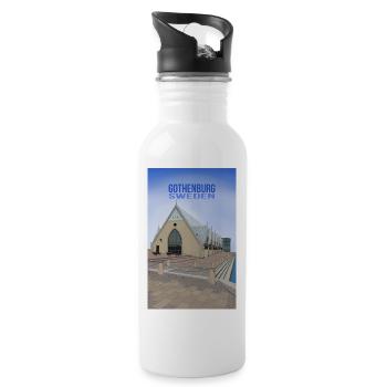 Göteborg, Schweden - Trinkflasche mit integriertem Trinkhalm - Weiß - Rechts