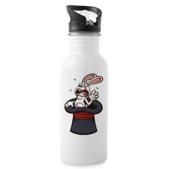 Lapin blanc effrayé dans un chapeau de magicien - Gourde avec paille intégrée - blanc - Droite