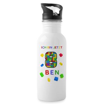 Ben ist jetzt 8 - Trinkflasche mit integriertem Trinkhalm - Weiß - Rechts