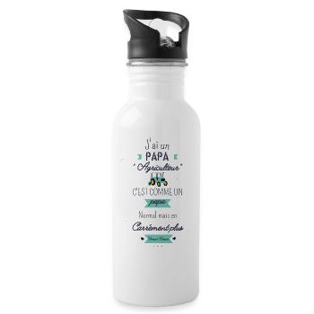 Papa Agriculteur Carrément Plus Vroum-Vroum - Gourde avec paille intégrée - blanc - Droite