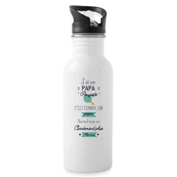 J'ai un papa pongiste cadeau de naissance - Gourde avec paille intégrée - blanc - Droite
