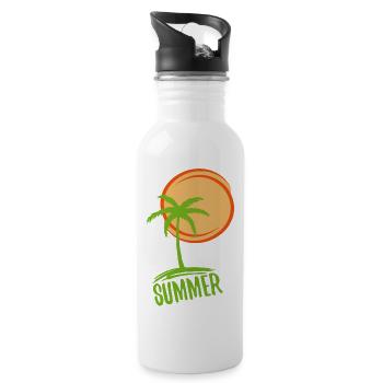 Urlaub und Sommer im Paradies - Trinkflasche mit integriertem Trinkhalm - Weiß - Rechts