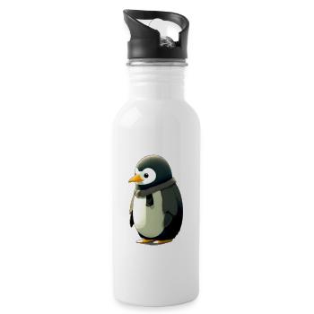 Un pingouin mignon et potelé - Gourde avec paille intégrée - blanc - Droite