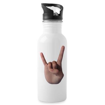 Hupenzeichen (Gesicht) - Trinkflasche mit integriertem Trinkhalm - Weiß - Rechts