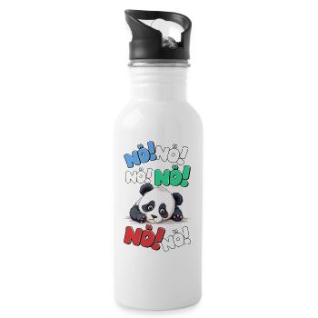 Nö Einfach Nö No Nein Panda Bär Lustig Spruch - Trinkflasche mit integriertem Trinkhalm - Weiß - Rechts