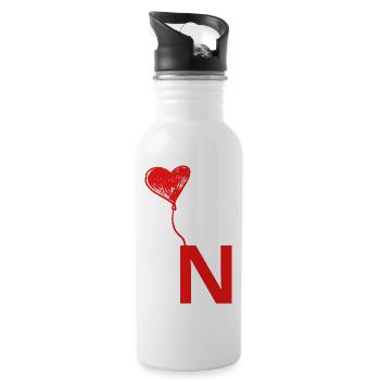 Letter n heart - Water bottle with straw - white - Right