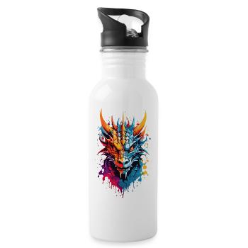 Coole Drache - Trinkflasche mit integriertem Trinkhalm - Weiß - Rechts