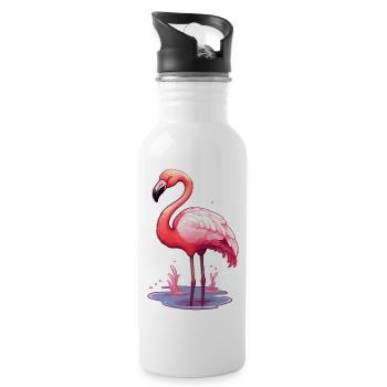 Flamant - Gourde avec paille intégrée - blanc - Droite