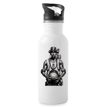 Steampunk-Basketballspieler - Trinkflasche mit integriertem Trinkhalm - Weiß - Rechts