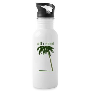 all i need mit Palme - Trinkflasche mit integriertem Trinkhalm - Weiß - Rechts