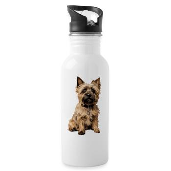Cairn Terrier 4 - Trinkflasche mit integriertem Trinkhalm - Weiß - Rechts
