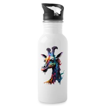 Giraffe, colorful - Water bottle with straw - white - Right
