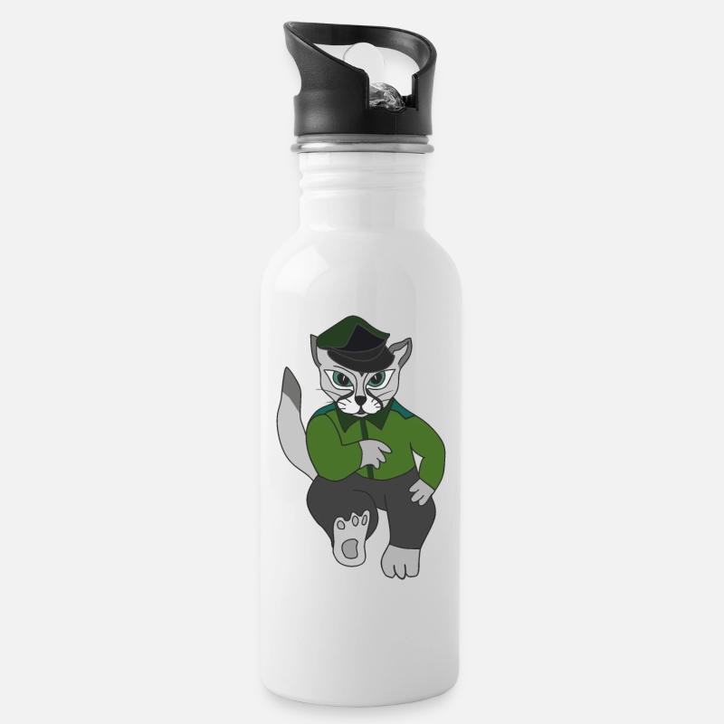 Chat - Gourde avec paille intégrée - blanc