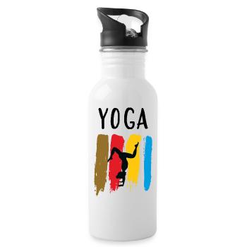 Yoga / Namaste / Lotusblume - Trinkflasche mit integriertem Trinkhalm - Weiß - Rechts