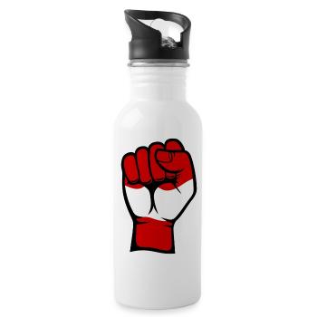 Österreich Flagge Faust Hand Symbol - Trinkflasche mit integriertem Trinkhalm - Weiß - Rechts