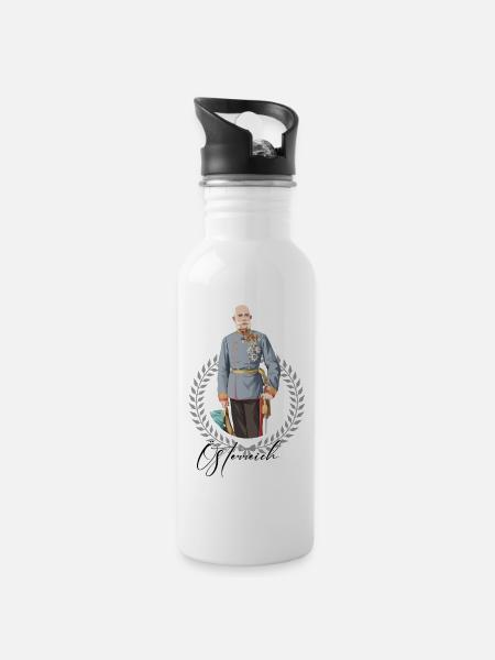 Kaiser Franz Joseph I., Kaiser von Österreich - Trinkflasche mit integriertem Trinkhalm - Weiß