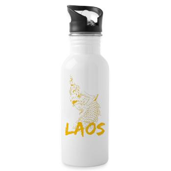Laos Laote Laoten Drache Lao I Geschenk - Trinkflasche mit integriertem Trinkhalm - Weiß - Rechts