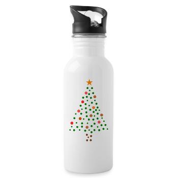 Weihnachtsbaum - Gepunktet - Trinkflasche mit integriertem Trinkhalm - Weiß - Rechts
