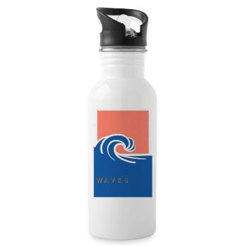Waves - Water bottle with straw - white - Right