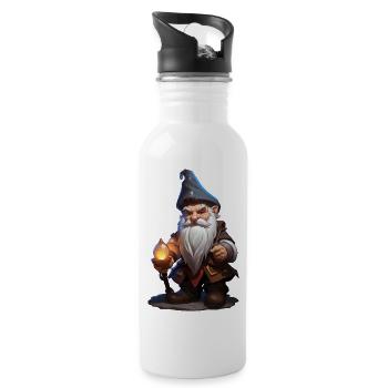 Dwarves Magician with Staff – Fantasy RPG Cartoon - Water bottle with straw - white - Right