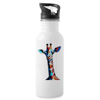 Girafe Graffiti colorée - Gourde avec paille intégrée - blanc - Droite